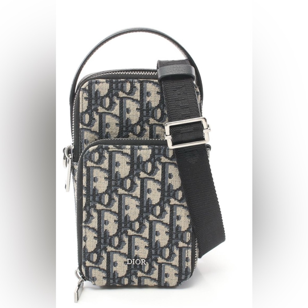 Dior oblique canvas zip around crossbody pouch